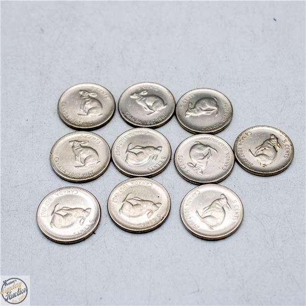 #4543-1967-10 X 5 CENT CANADA QUEEN ELIZABETH