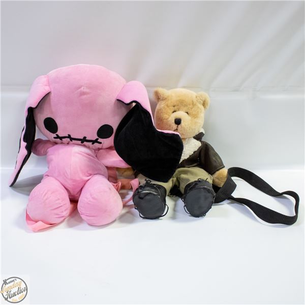 FLAT WITH "NAUGHTY BUNNY" PLUSH BACKPACK