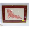 Image 1 : FRAMED THAI TEMPLE RUBBING OF HORSE 15.25" X 21"