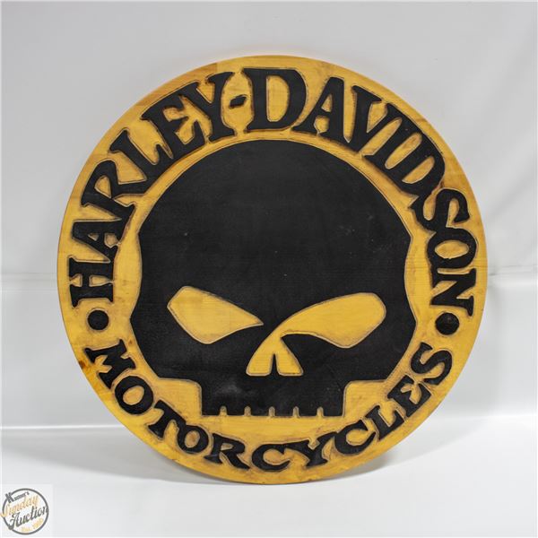 HAND MADE HARLEY DAVIDSON SKULL SIGN 22" DIAMETER
