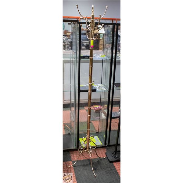 VINTAGE BRASS COAT RACK- 68" TALL