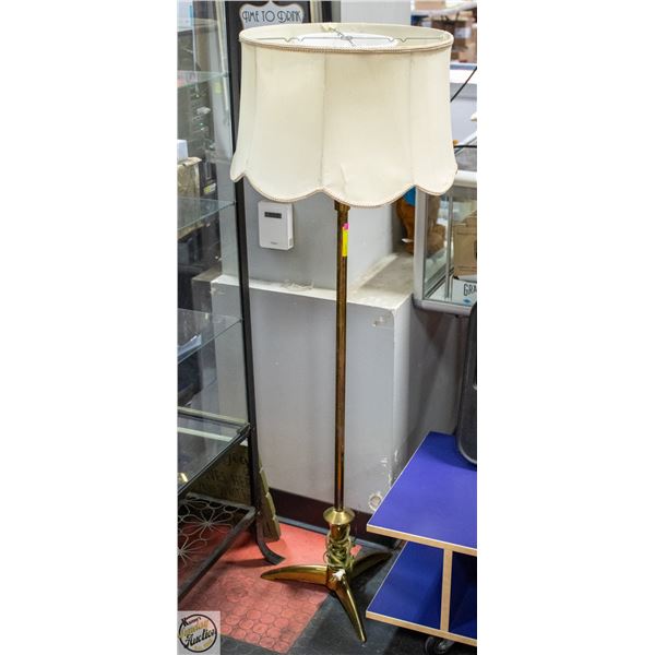 BRASS/MILK GLASS FLOOR LAMP (SHADE DOES NOT MATCH)