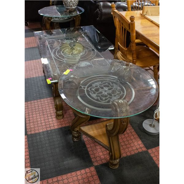 ASHLEY FURNITURE MARGILLES ROUND GLASS TOP TABLES