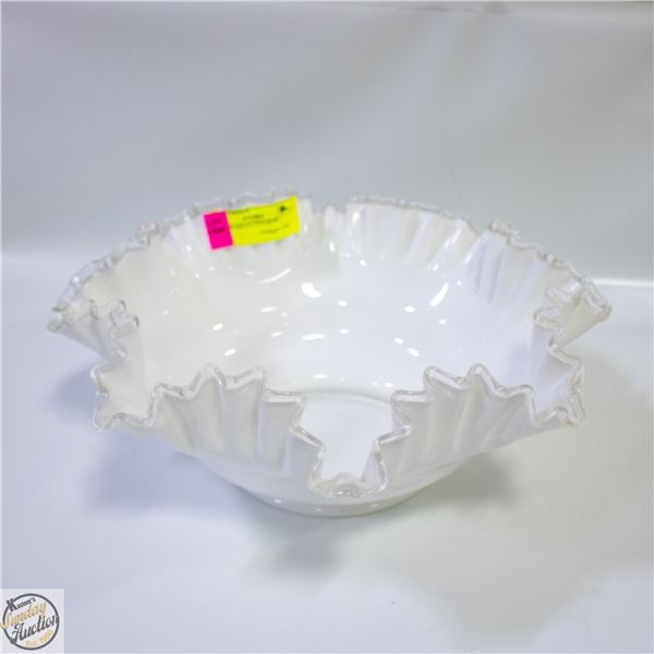 WHITE GLASS FLUTED BOWL