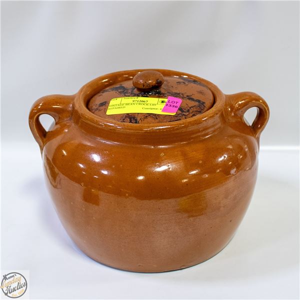 VINTAGE BEAN CROCK (LID REPAIRED)