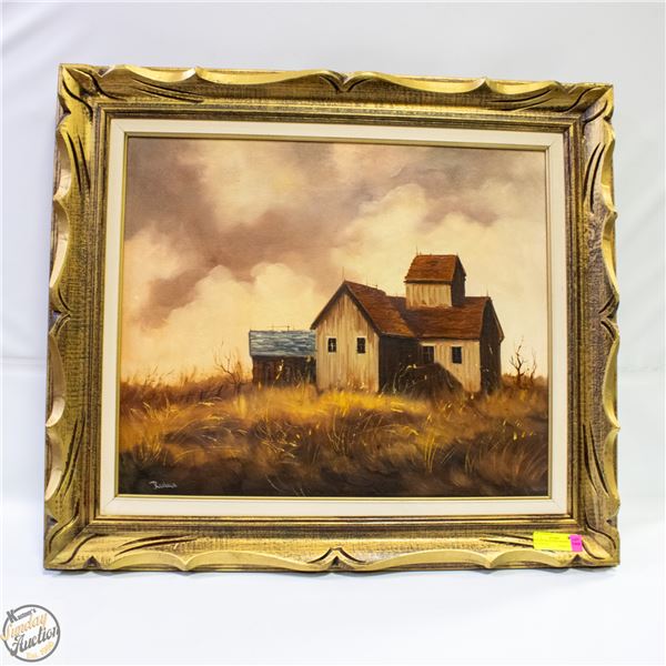 RECLAN GOLDTONE FRAMED OIL ON CANVAS 27.75"X31.75"