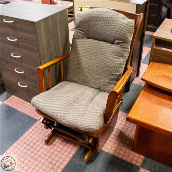 SOLID WOOD GLIDER ROCKER CHAIR WITH PADDED