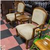 Image 1 : 3PC LOT SOLID WOOD CLAW FOOT UPHOLSTERED SITTING