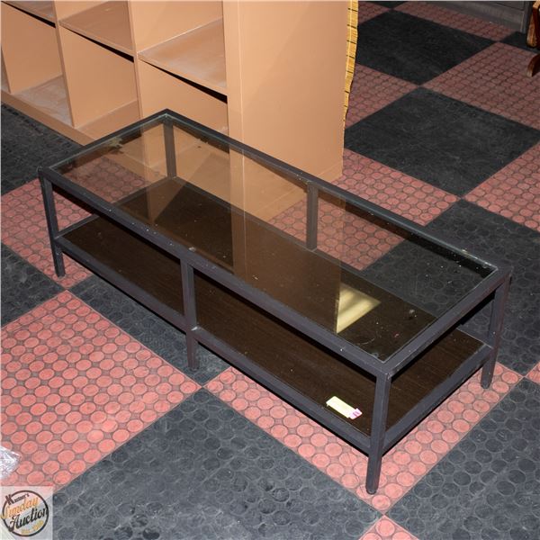 SMALL GLASS COFFEE TABLE H-12.5" W-16" L-39.5"