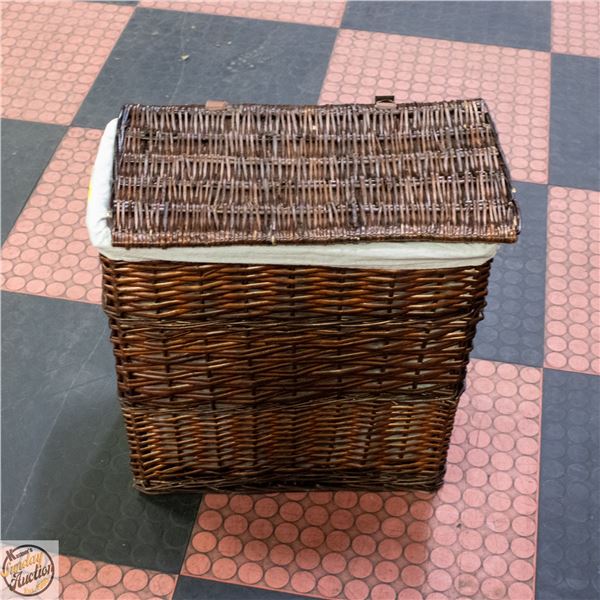 USED RATTAN LAUNDRY HAMPER H-21" W-11" L-20"