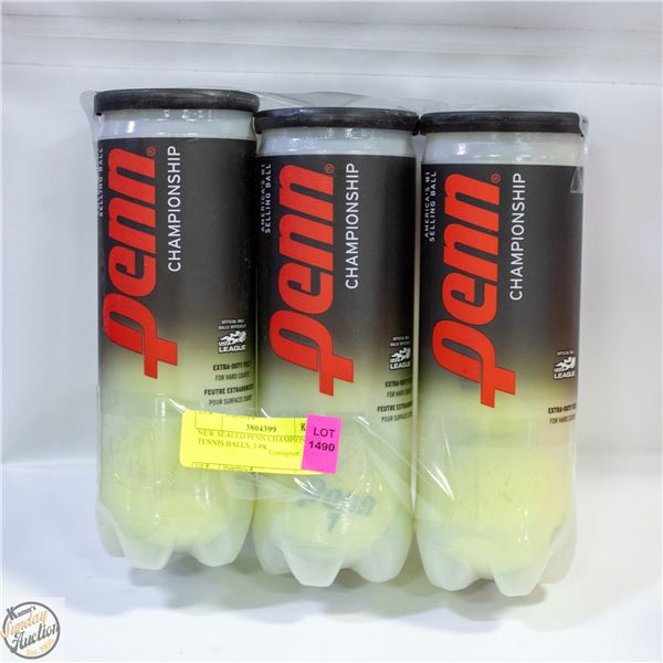 NEW SEALED PENN CHAMPIONSHIP TENNIS BALLS, 3 PK