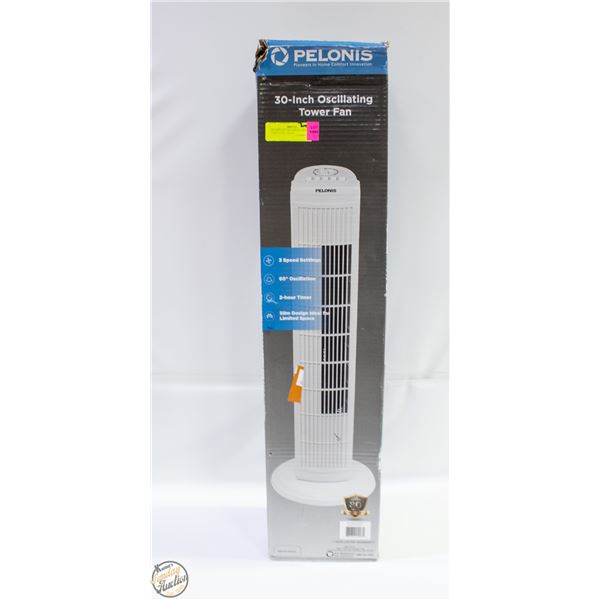 PELONIS 30" TALL OSCILLATING TOWER FAN - WHITE