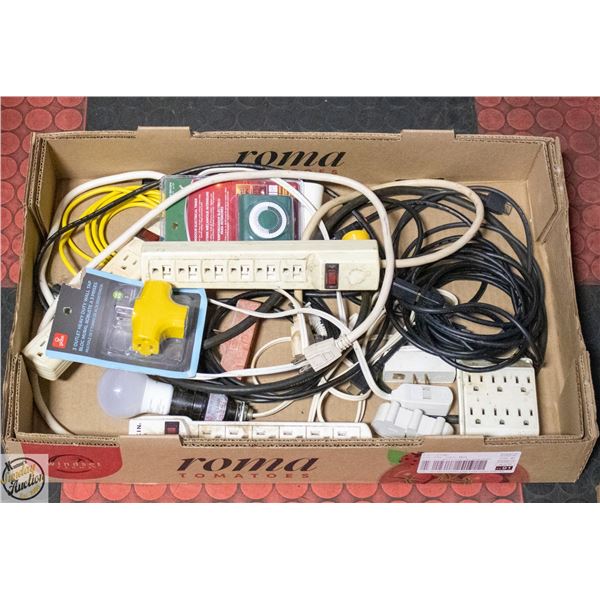 FLAT WITH ASSORTMENT OF EXTENSION CORDS,