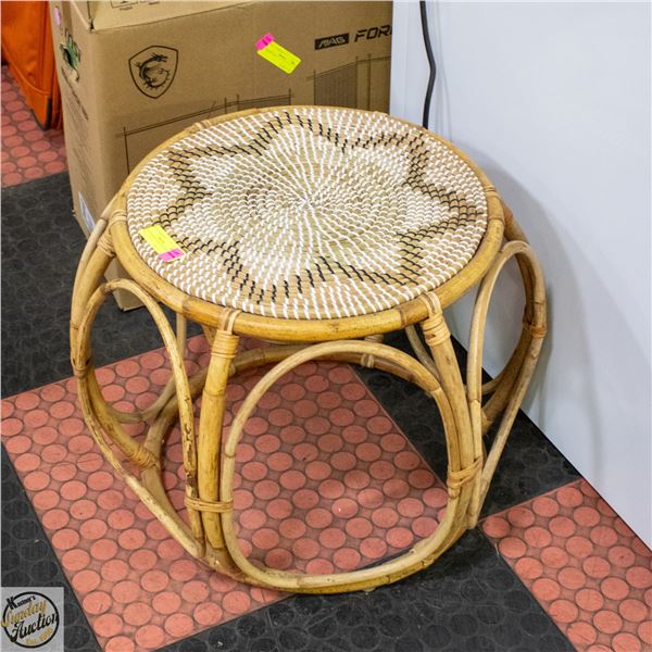 WOVEN BAMBOO/RATTAN SIDE TABLE- 21" X 17"