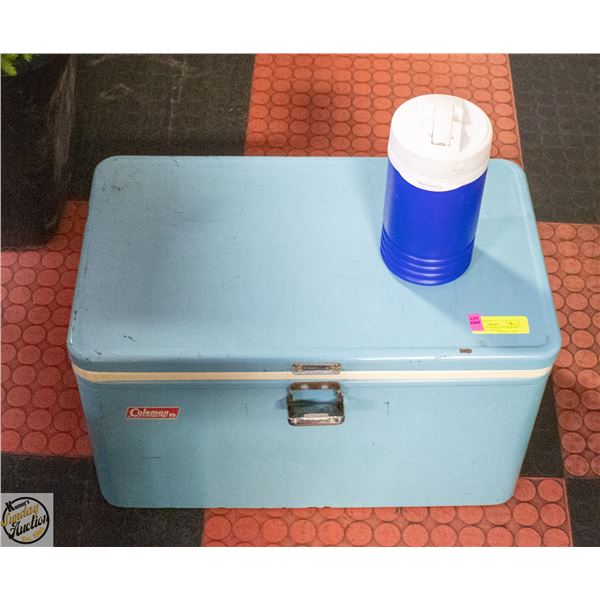 VINTAGE COLEMAN COOLER WITH IGLOO INSULATED JUG