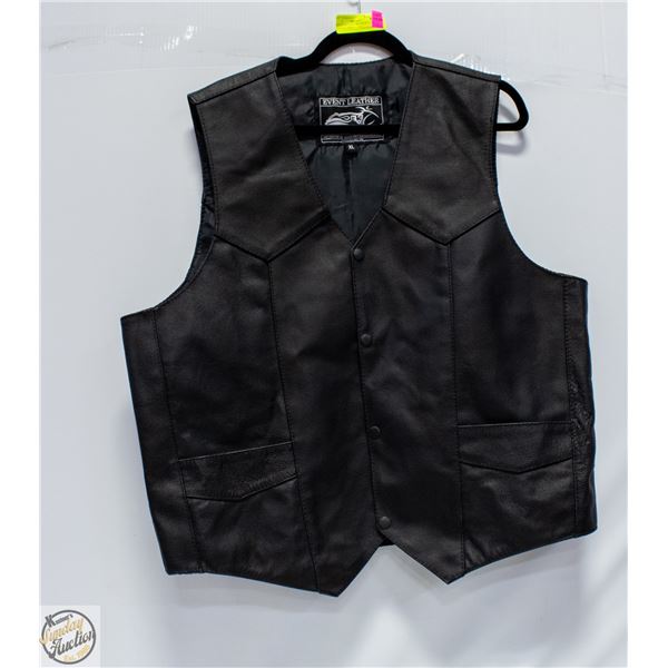 EVENT LEATHER BRAND BLACK LEATHER VEST -