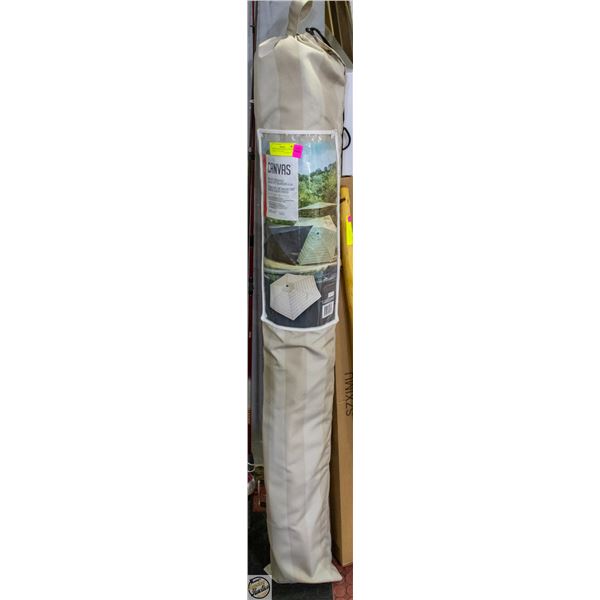 BEIGE STRIPED CRANK UP MARKLET UMBRELLA 97' HIGH