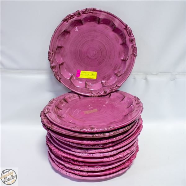 12 X 12" PINK DINNER PLATES, MADE IN ITALY