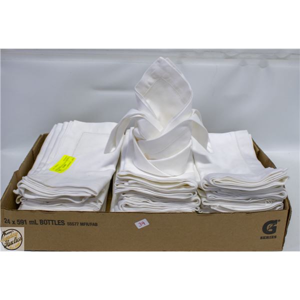 3 DOZEN 17.5" X 17.5" WHITE LINEN NAPKINS