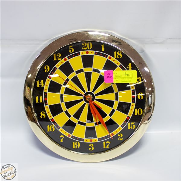 DARTBOARD WALL QUARTZ CLOCK FOR GAMEROOM,