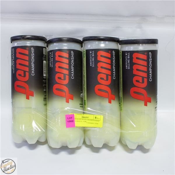 NEW SEALED PENN CHAMPIONSHIP TENNIS BALLS, 4 PK