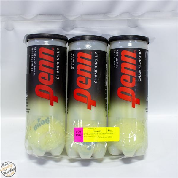 NEW SEALED PENN CHAMPIONSHIP TENNIS BALLS, 3 PK
