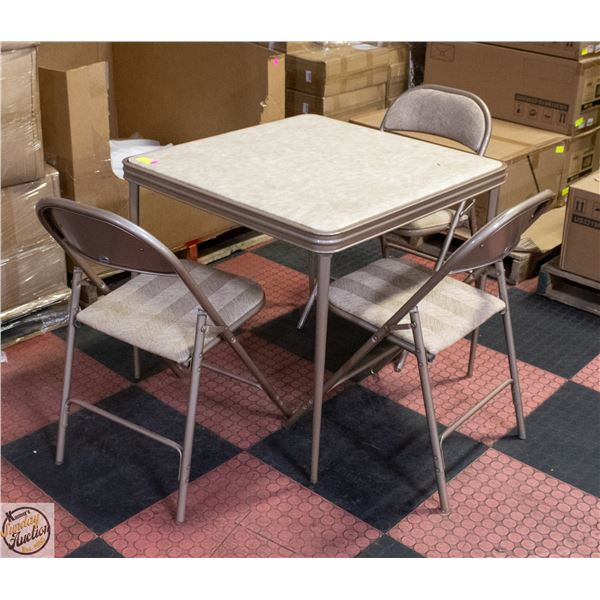 VINTAGE COOEY FOLDING CARD TABLE & CHAIRS