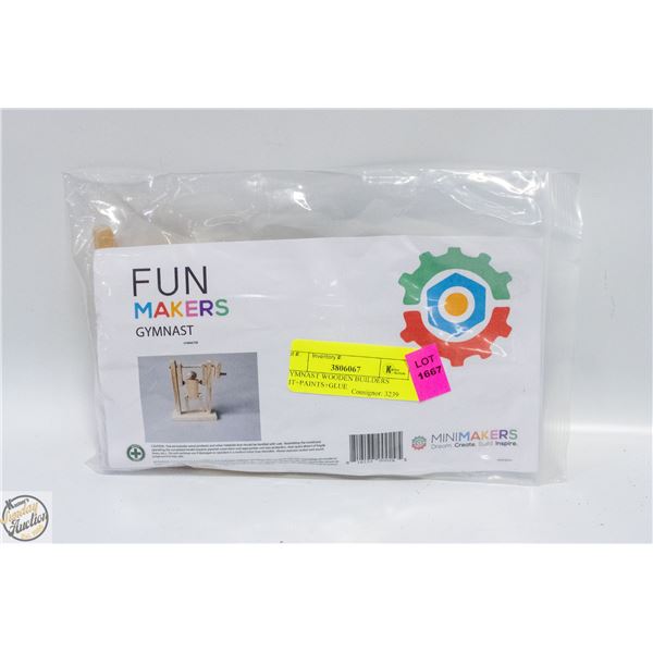 GYMNAST WOODEN BUILDERS KIT+PAINTS+GLUE