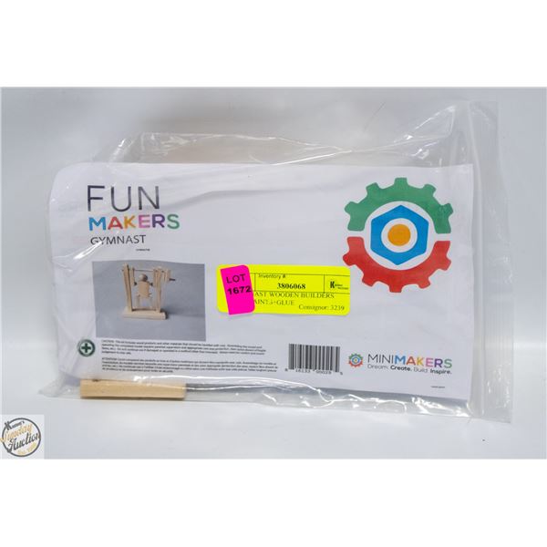 GYMNAST WOODEN BUILDERS KIT+PAINTS+GLUE