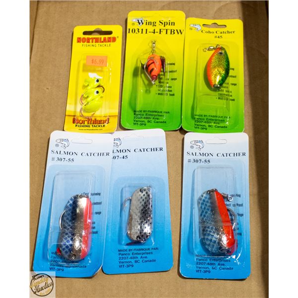 6 ASSORTED FISHING LURES