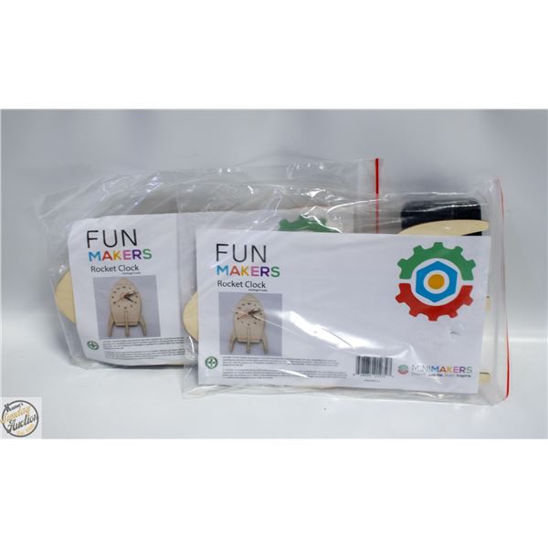 2 WOODEN FUN MAKERS ROCKET CLOCK BUILDERS’ KITS