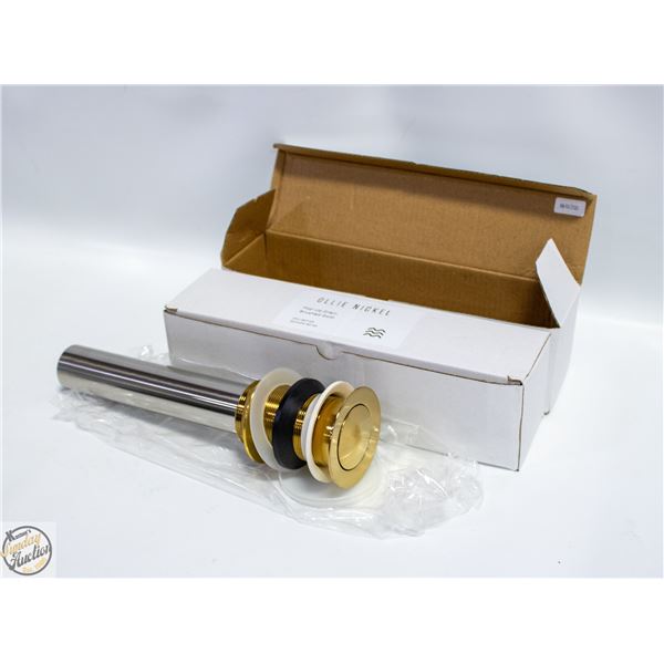 2 OLLIE NICKEL POPUP DRAINS BRUSHED GOLD TONE