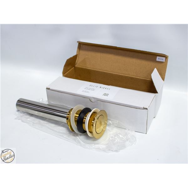 2 OLLIE NICKEL POPUP DRAINS BRUSHED GOLD TONE