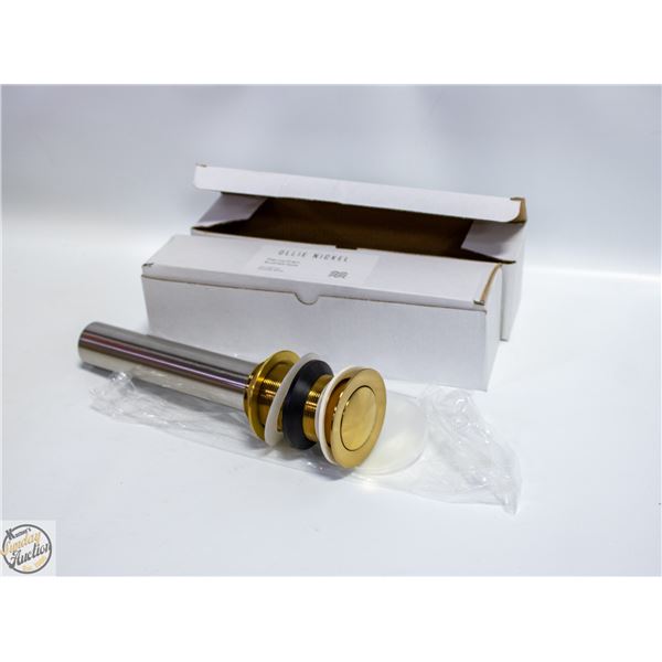 2 OLLIE NICKEL POPUP DRAINS BRUSHED GOLD TONE