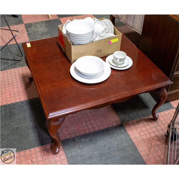 VINTAGE "BOMBAY" STYLE WOOD COFFEE TABLE 16" X 34"