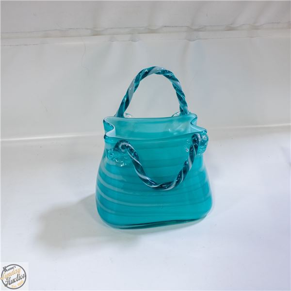 VTG. MURANO STYLE HANDBAG VASE