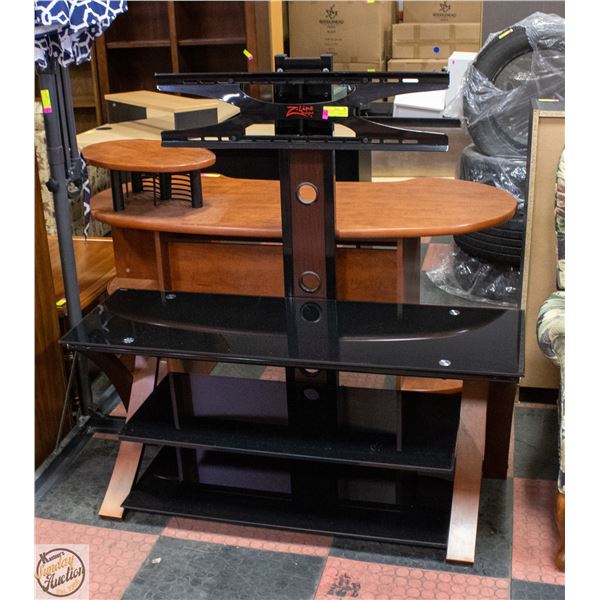 METAL/GLASS TV STAND W/ BUILT IN TV MOUNT