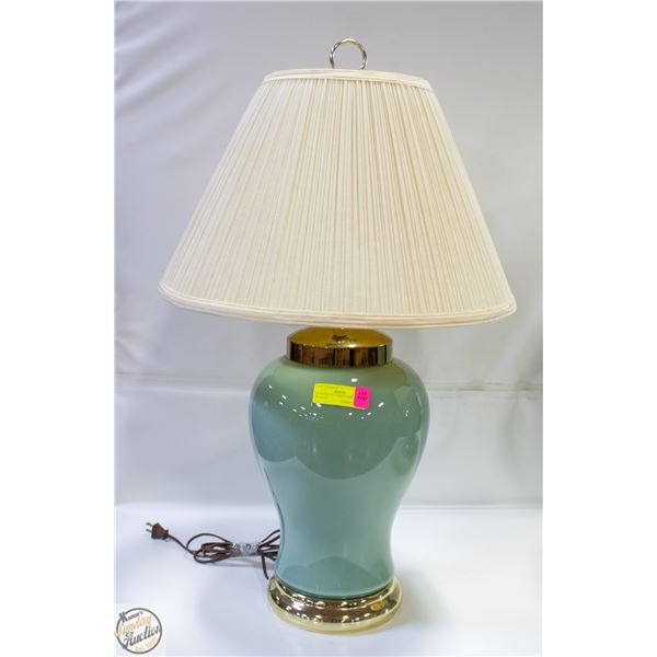 GLASS/BRASS TABLE LAMP- 29" W/SHADE