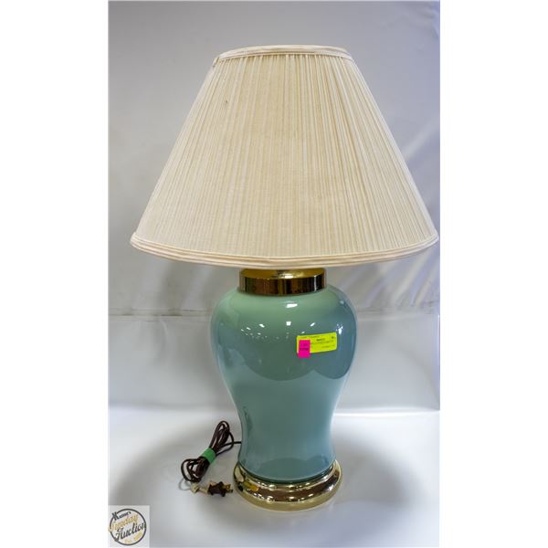 GLASS/BRASS TABLE LAMP- 29" W/SHADE