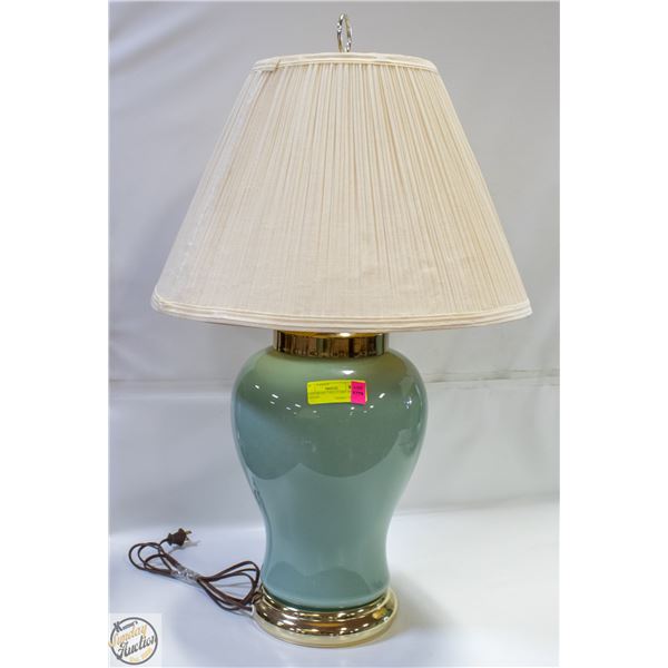 GLASS/BRASS TABLE LAMP- 29" W/SHADE