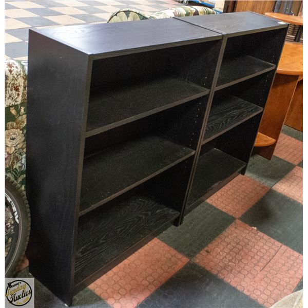 BOOK CASE- 4 SHELF- BLACK- LOT OF 2
