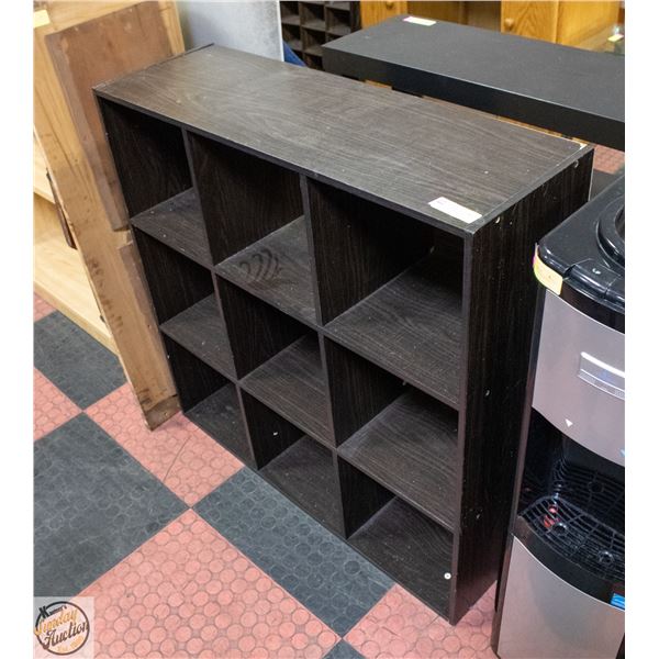 BLACK SHELVING UNIT H-35.5" W-12" L-35.75"