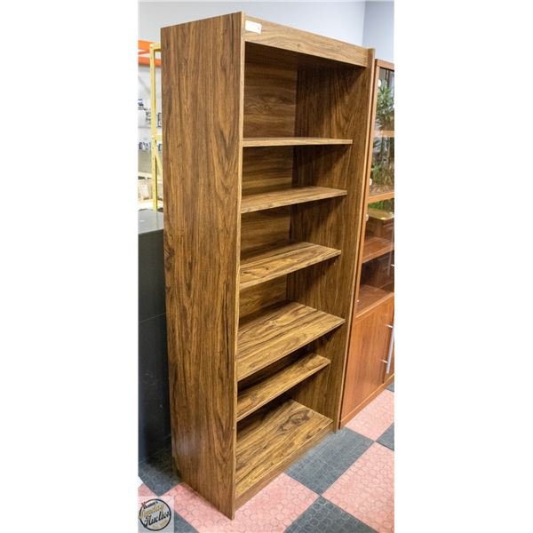 WOOD BOOKCASE- 6 SHELF- 72" X 31" X 15"