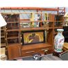Image 1 : WOOD ENTERTAINMENT UNIT- LIGHTED W/ GLASS