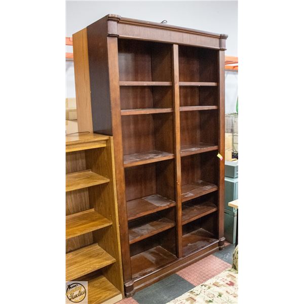 7FT TALL LIGHTED WOODEN BOOK CASE ORNATE STYLE
