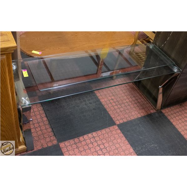 GLASS TOP COFFEE TABLE H-18" W-16" L-48.5"