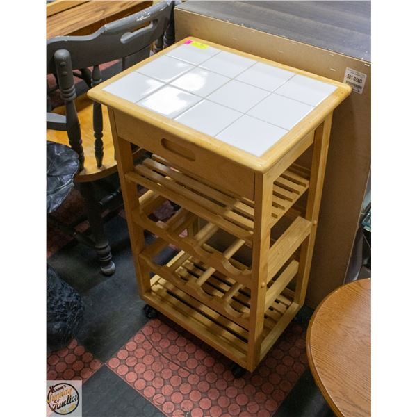 SOLID WOOD ROLLING KITCHEN WINE RACK/UTILITY