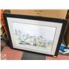 Image 1 : LG HAND DRAWN OIL RIG FRAMED 33X39.75"
