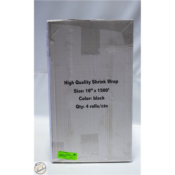 CASE WITH 4 BLACK ROLLS OF SHRINK WRAP