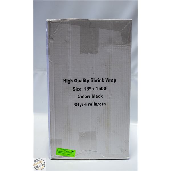 CASE WITH 4 BLACK ROLLS OF SHRINK WRAP